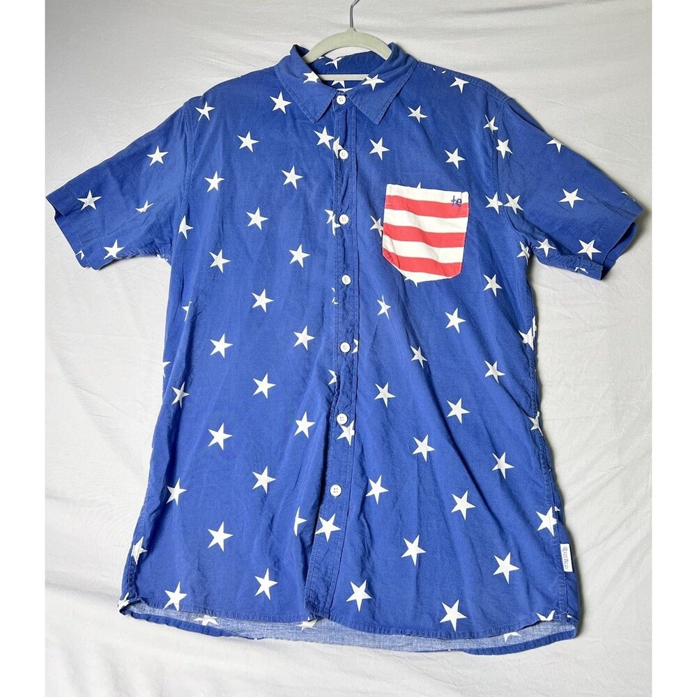 Tipsy Elves American Flag Button Down Shirt Patriotic USA Stars Stripes Men's M - Picture 2 of 7